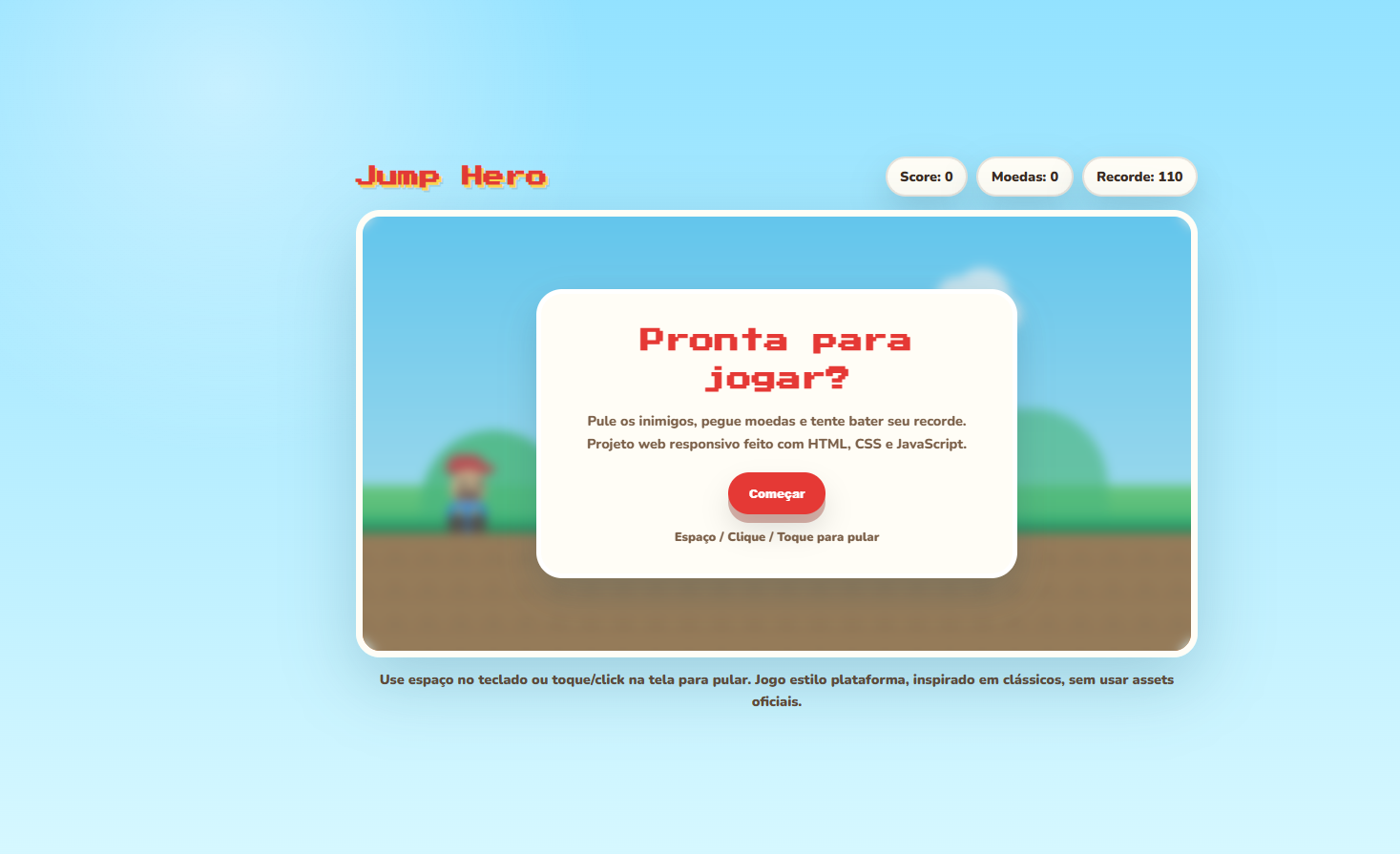 Preview do projeto Jump Hero